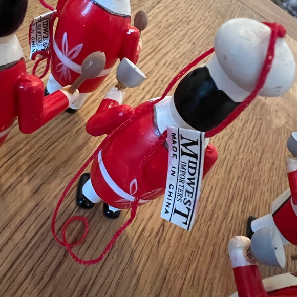 vintage Midwest Wooden Christmas Tree Ornament Chef Cook set of 5 - Picture 5 of 5